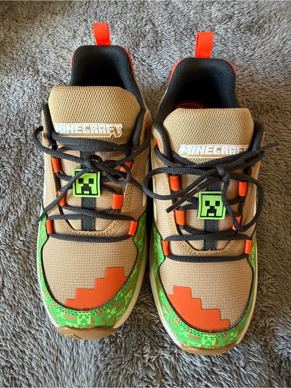 Adidas Minecraft Kids Tan & Green Adventure Sneakers